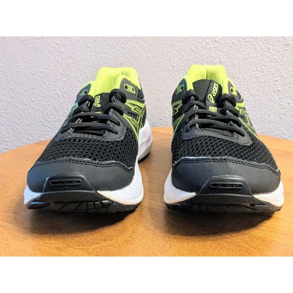 ASICS Contend 7 Kids Youth 5.5  Black Lime Green Sneakers Unisex 1014A192